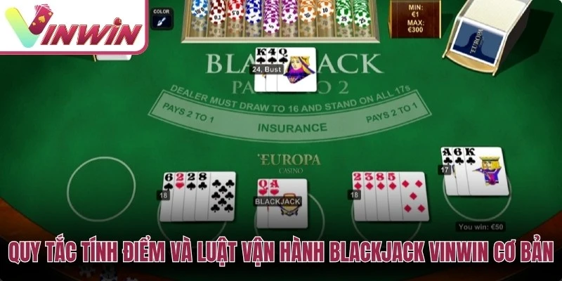 Quy tắc tính điểm blackjack với lá Át J Q K và mục tiêu 21 điểm