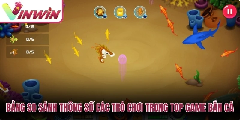 Bảng so sánh top game bắn cá Vinwin theo tốc độ mục tiêu và quản lý đạn